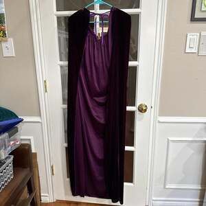 Purple Velvet Fantasy Cape with Cowl Neck, Renaissance Cosplay Cloak